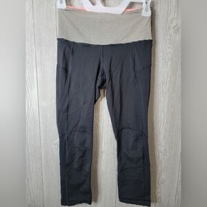 lululemon athletica Black and Cream Leggings W/ Coral A Pocket On The Waist Band